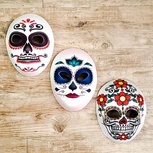 Family Set of 3 Sugar Skull Day of the Dead Masks